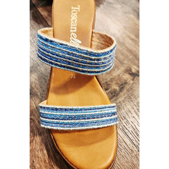Toscanella Women's 7.5 Wedge Sandals Blue Color - Picture 7 of 7